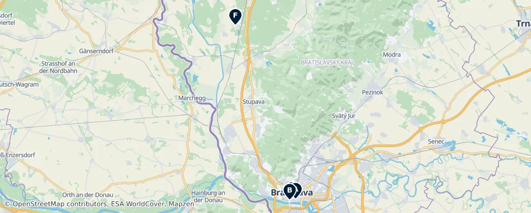Map of Bratislavský kraj