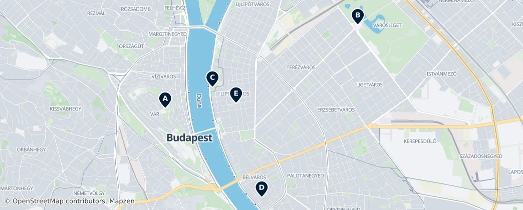 Map of Budapešť