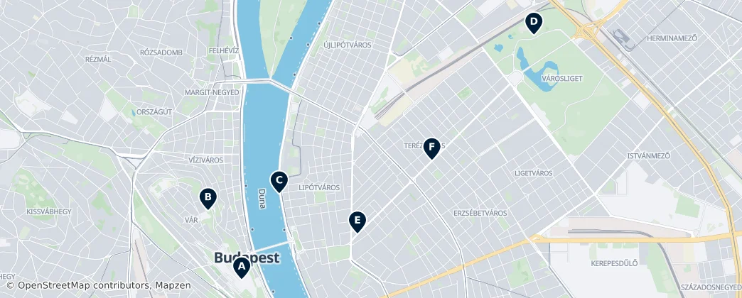 Map of Budapešť