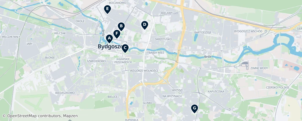 Map of Bydhošť