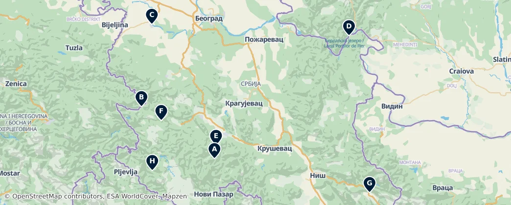 Map of Centrální Srbsko