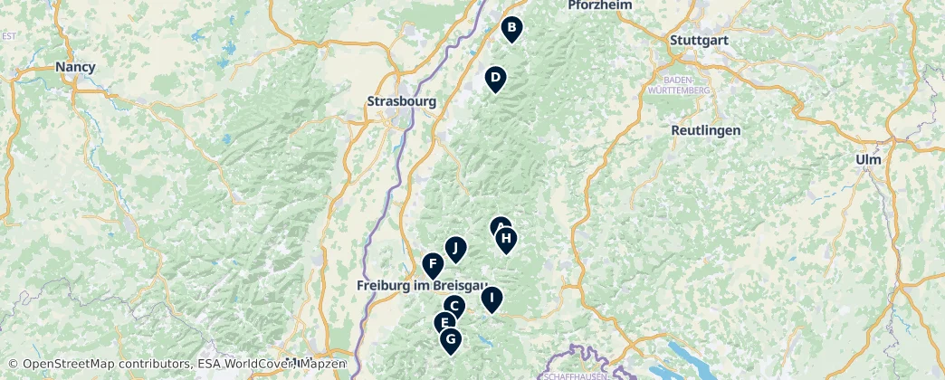 Map of Černý les