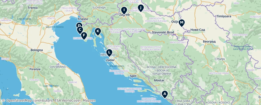 Map of Chorvatsko