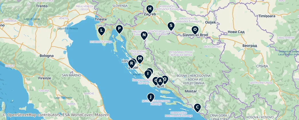 Map of Chorvatsko