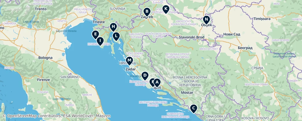 Map of Chorvatsko