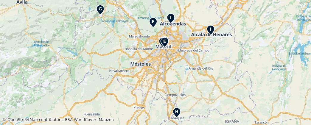 Map of Madridské autonomní společenství