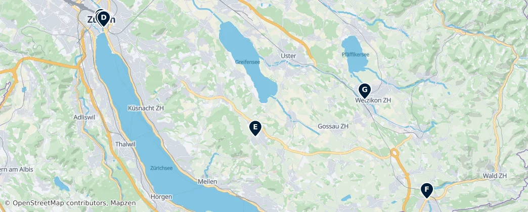 Map of Curych