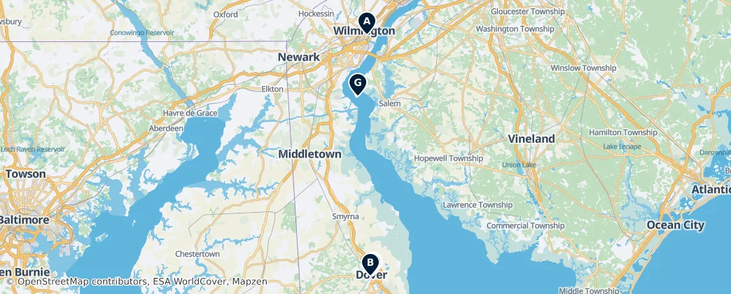 Map of Delaware