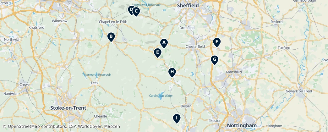 Map of Derbyshire