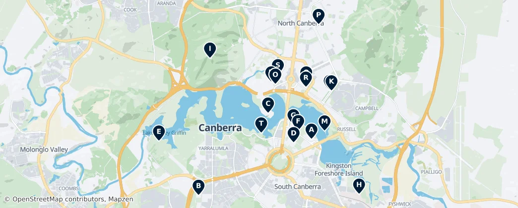 Map of Canberra Central