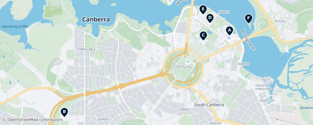 Map of Canberra Central