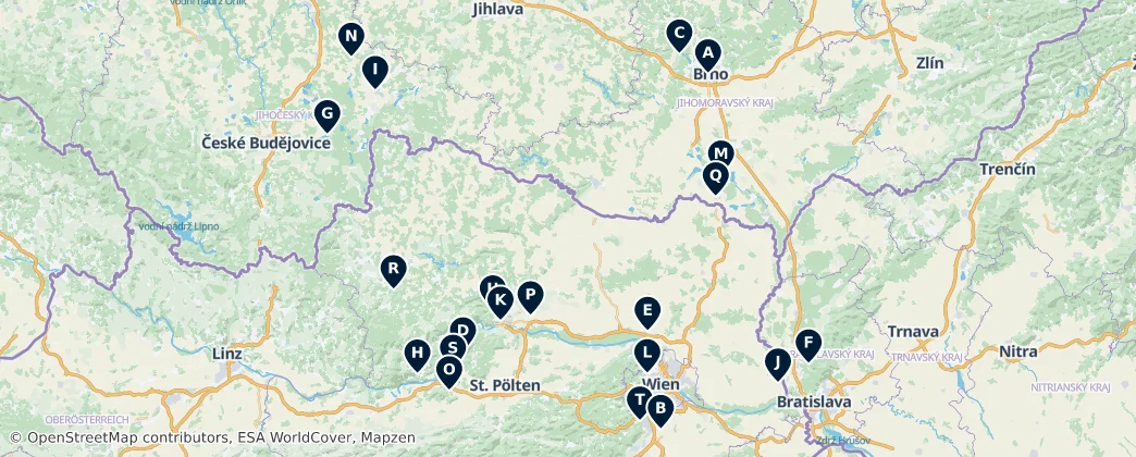 Map of Dolní Rakousko