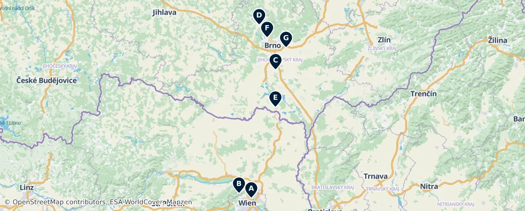 Map of Dolní Rakousko