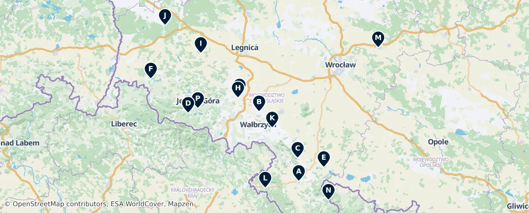 Map of Dolnoslezské vojvodství