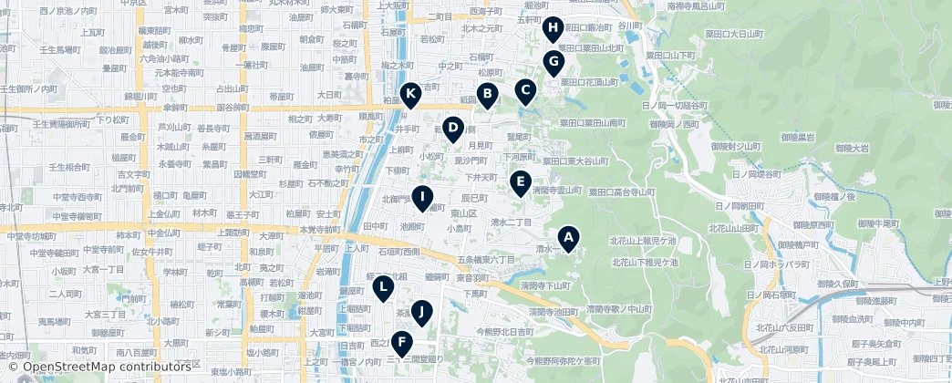 Map of Higashiyama Ward