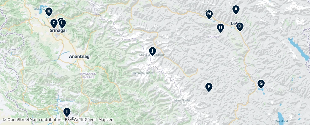 Map of Džammú a Kašmír