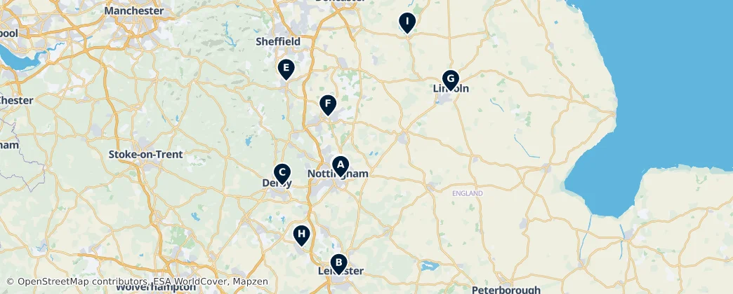 Map of East Midlands