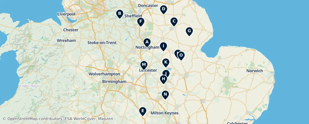 Map of East Midlands