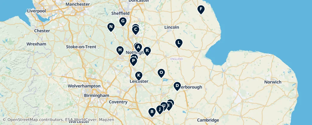 Map of East Midlands