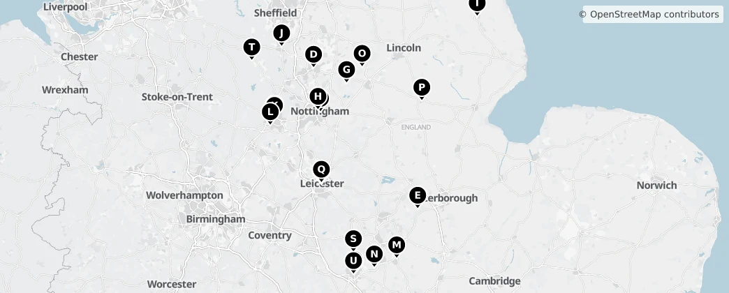Map of East Midlands