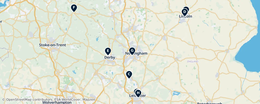 Map of East Midlands