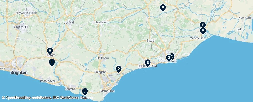 Map of Východní Sussex