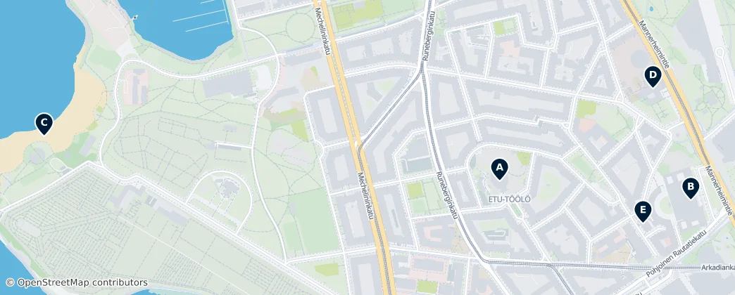 Map of Etu-Töölö