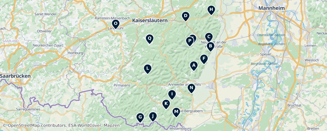 Map of Falcký les