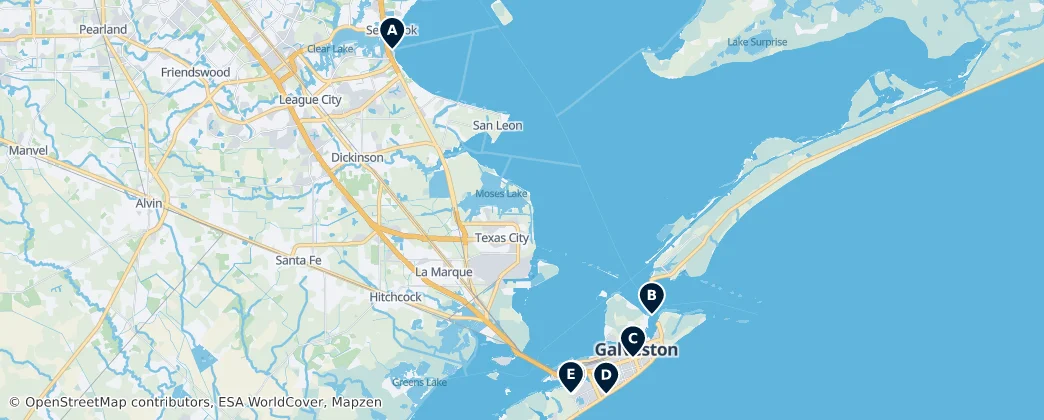 Map of Galveston County