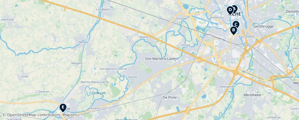Map of Arrondissement of Ghent