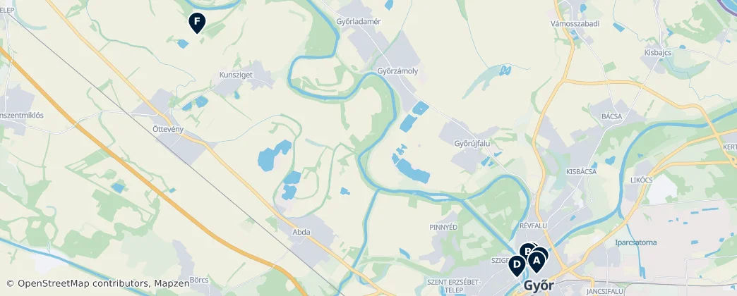 Map of Győri járás