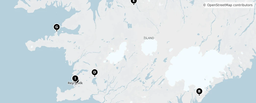 Map of Ísland