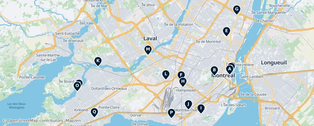 Map of Île de Montréal