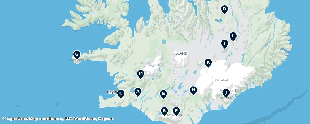 Map of Ísland