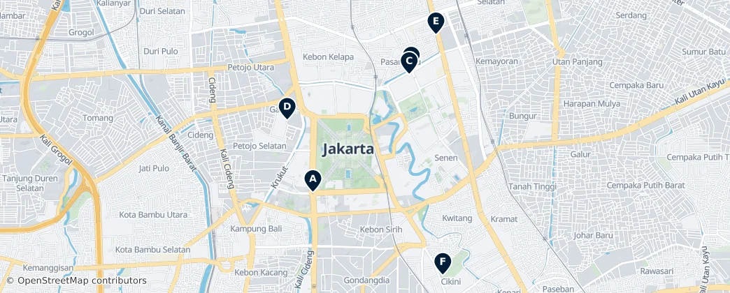 Map of Jakarta Pusat