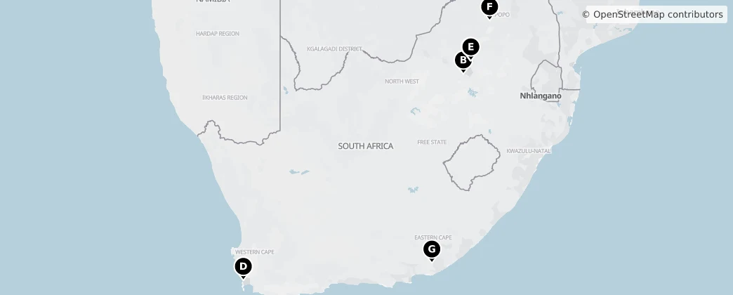 Map of Jižní Afrika