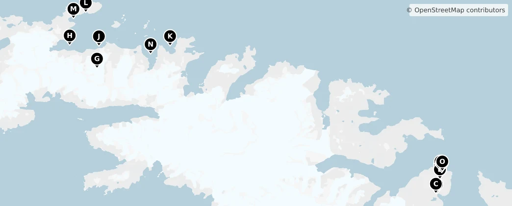 Map of Jižní Georgie a Jižní Sandwichovy ostrovy