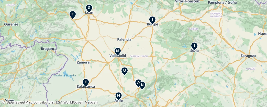 Map of Kastilie a León