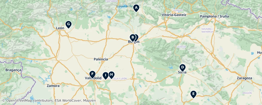 Map of Kastilie a León