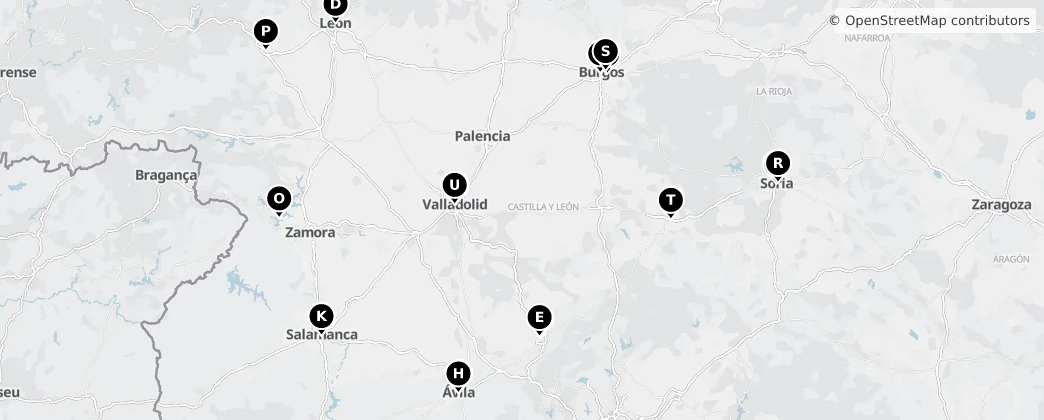 Map of Kastilie a León