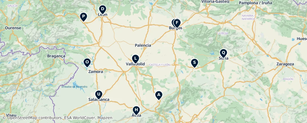 Map of Kastilie a León