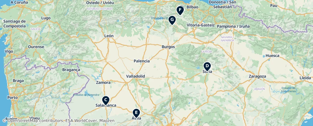 Map of Kastilie a León