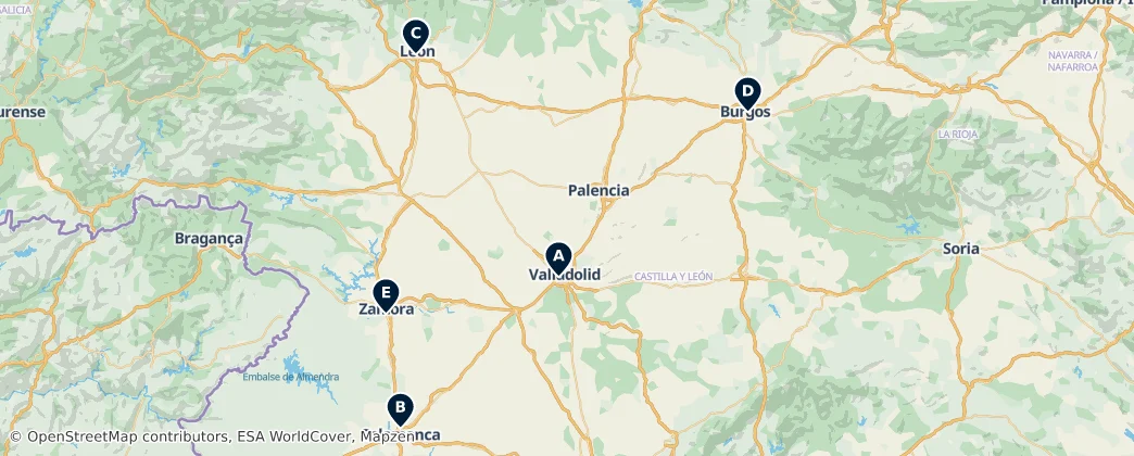 Map of Kastilie a León