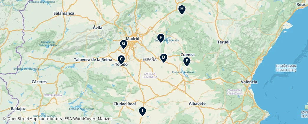 Map of Kastilie-La Mancha