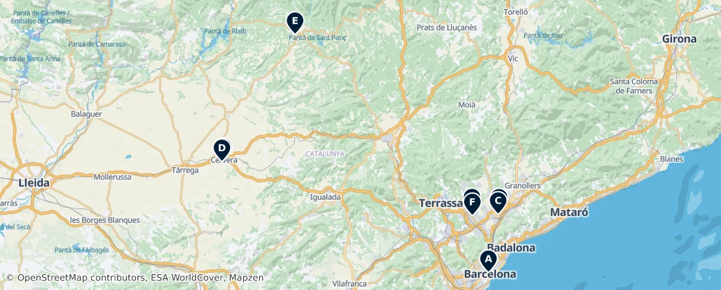 Map of Katalánsko