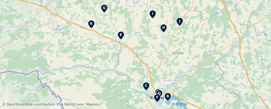 Map of Kaunaský kraj
