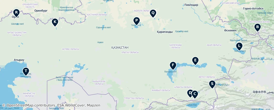 Map of Kazachstán