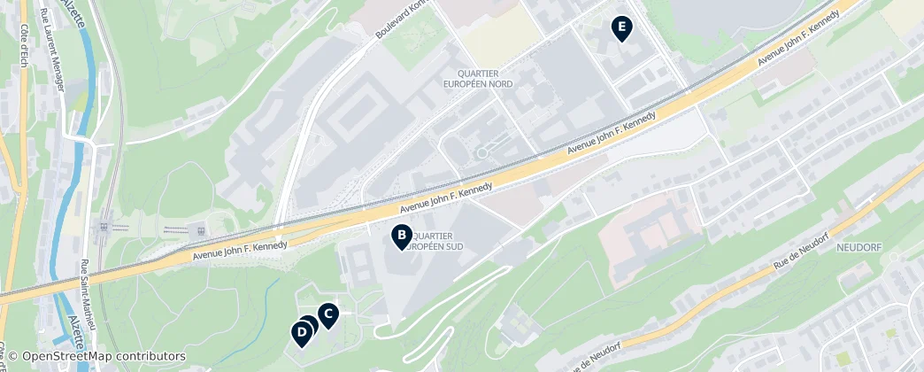 Map of Kirchberg, Luxembourg