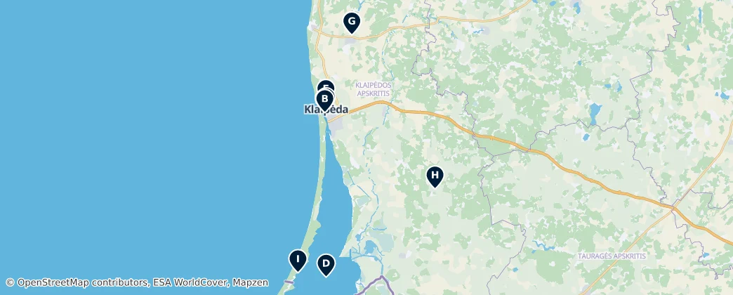Map of Klaipėdský kraj