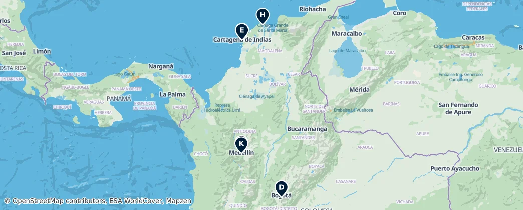 Map of Kolumbie